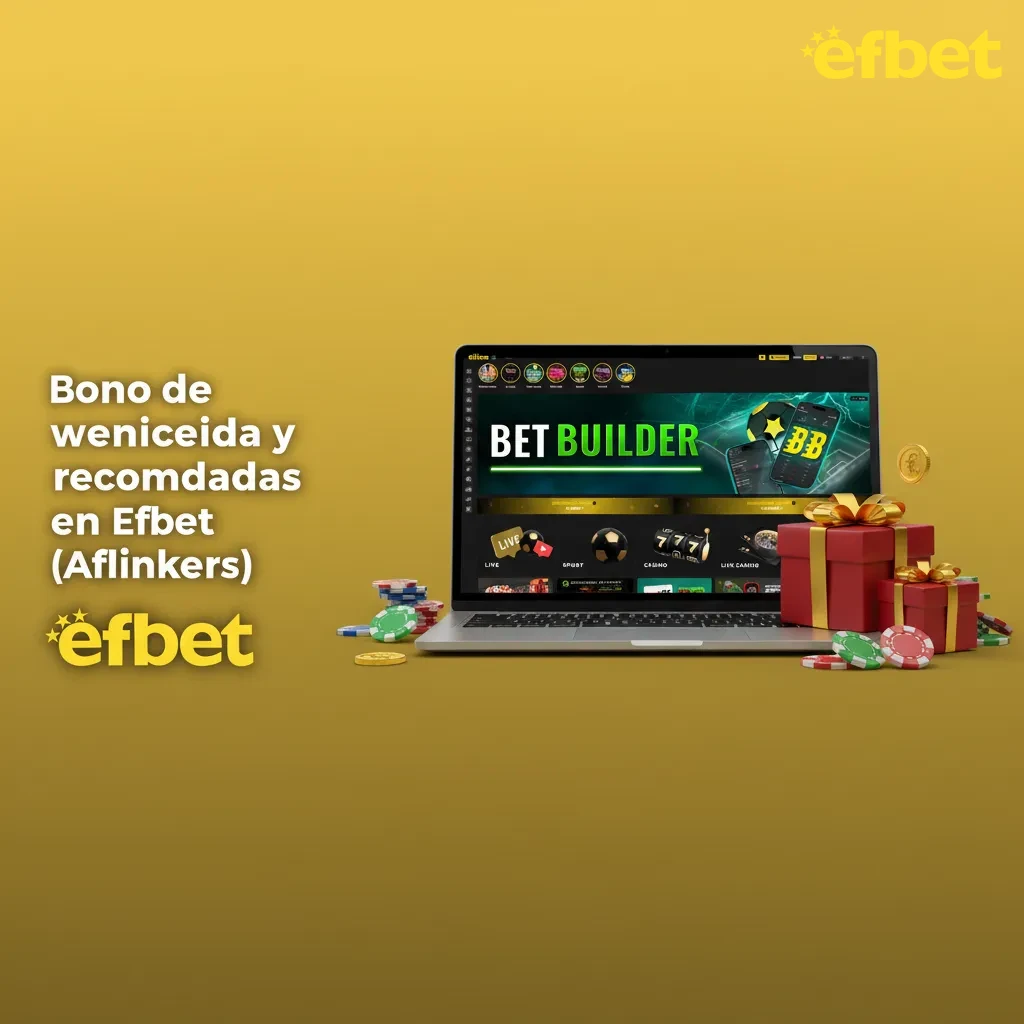 Gráfico de Efbet con bono de bienvenida 100% hasta 200 € para slots, dep. mínimo 10 €, y recompensas continuas.
