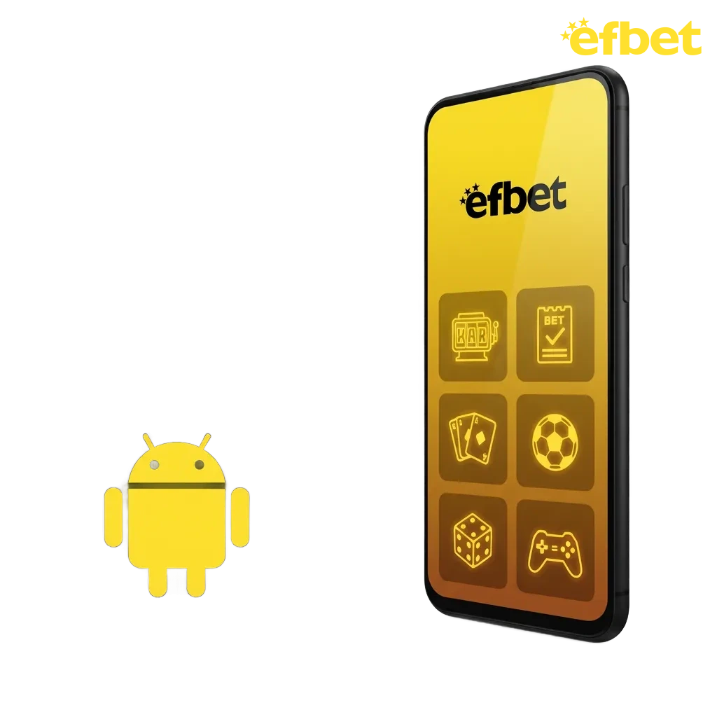 Efbet Android app promo showing mobile UI; bet and play casino on the go with a fast, one-hand interface and install steps.
