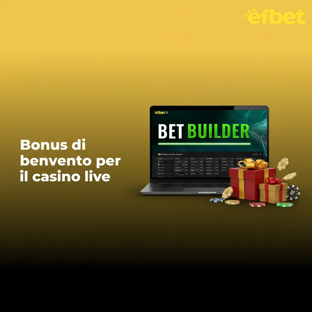 Banner promo casino live Efbet: bonus benvenuto 100% fino a 200 €, deposito minimo 10 €, rollover 35x, 14 giorni.