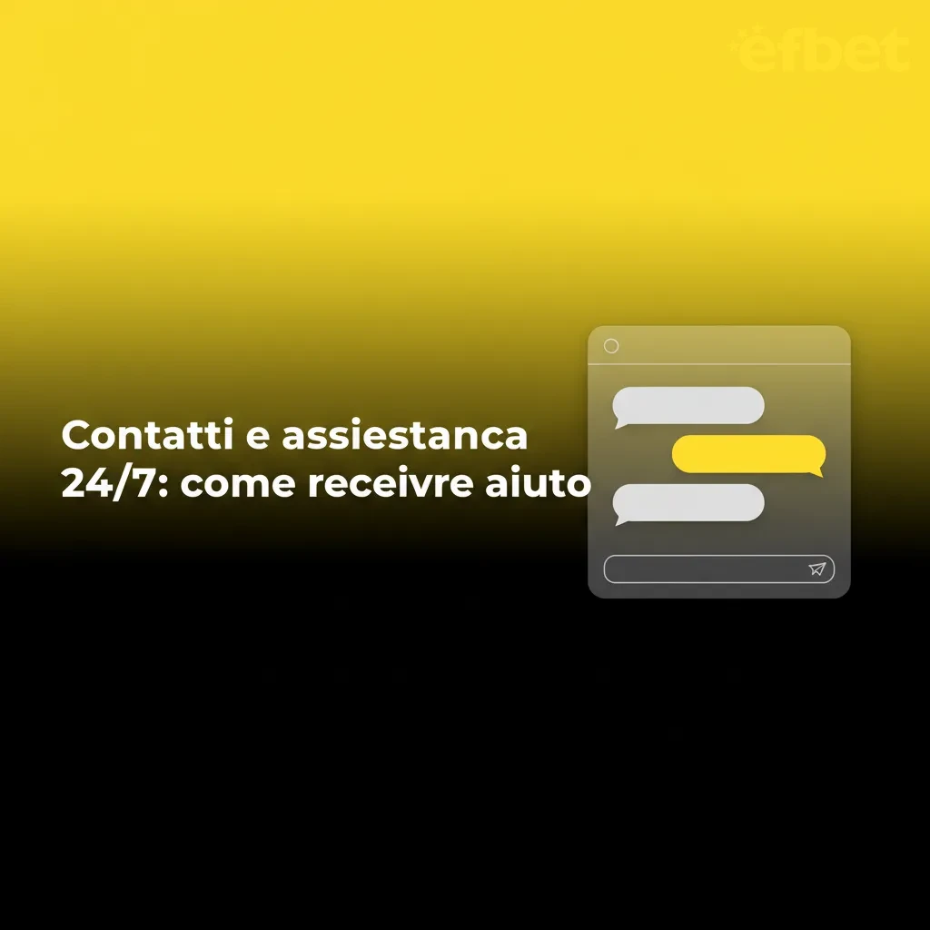 Pagina assistenza 24/7 Efbet con chat live, email, modulo contatto, supporto in app e note legali.