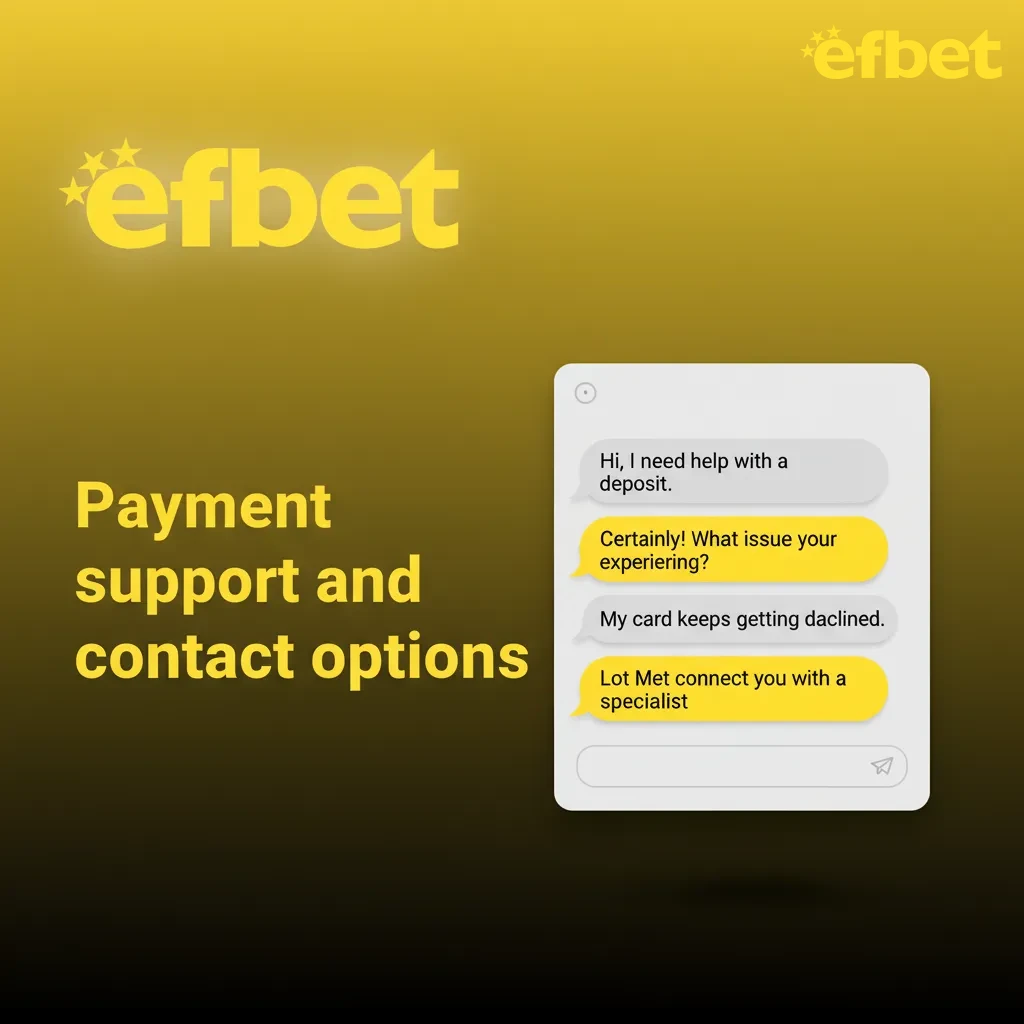 Help with deposits, withdrawals, limits, and verification. 24/7 live chat, email support@efbet.com, contact form.