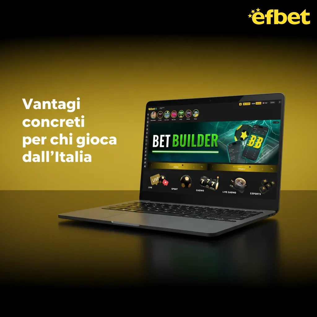 App Efbet per l'Italia: quote live, casinò, bandiera italiana e icone sicurezza 2FA e crittografia su smartphone.
