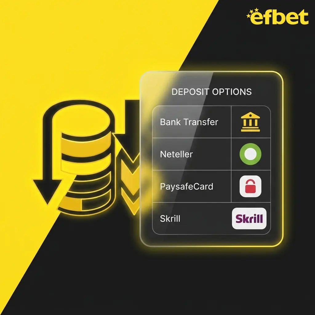 Efbet casino deposit methods including Bank Transfer, Neteller, Paysafecard, Skrill, and EasyPay options