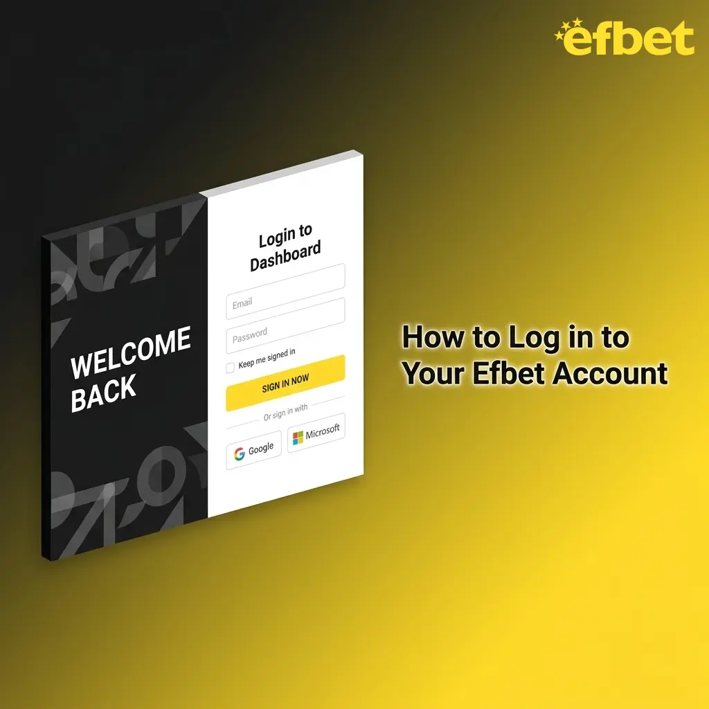 Efbet account login screen showing sign-in fields for email and password to access sportsbook and casino