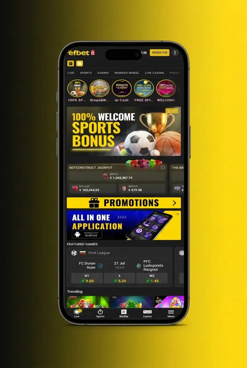 Efbet slot game lobby showing step-by-step guide from login to spinning reels on desktop or mobile app