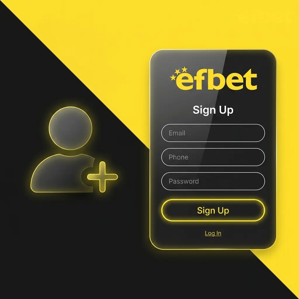 Efbet registration form showing sign-up steps for new users to access sportsbook, casino, and welcome bonus