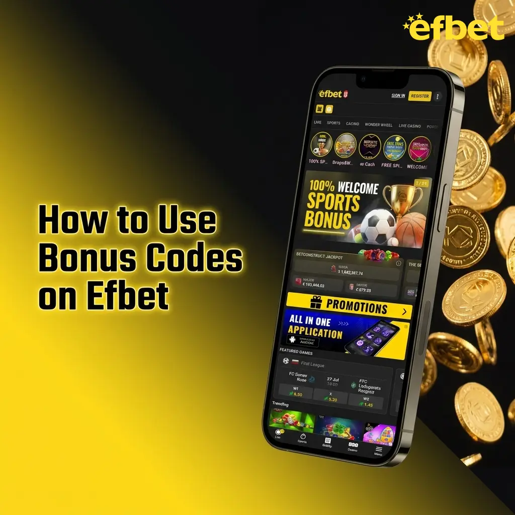 Step-by-step guide showing how to enter and apply a bonus code on Efbet during the deposit process