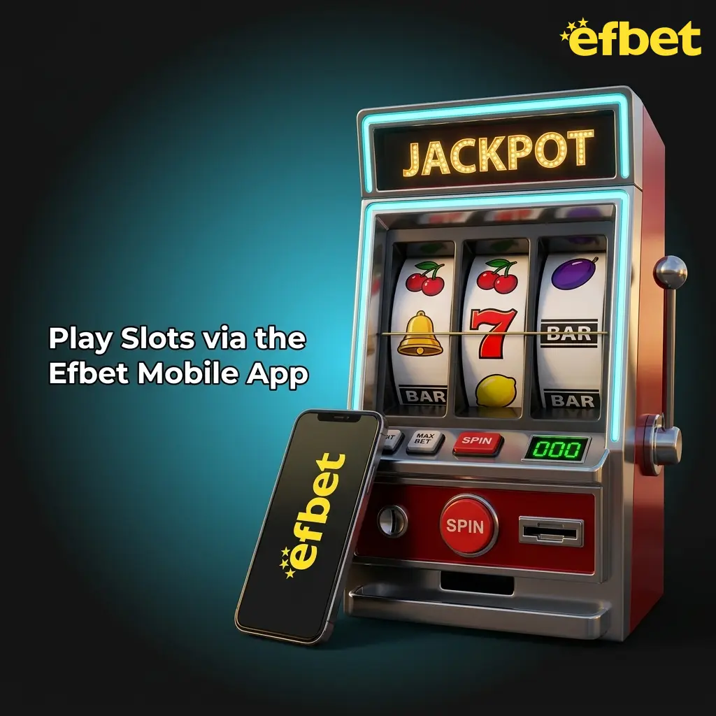 Efbet mobile app open on smartphone displaying slot games lobby with Android and iOS compatibility shown