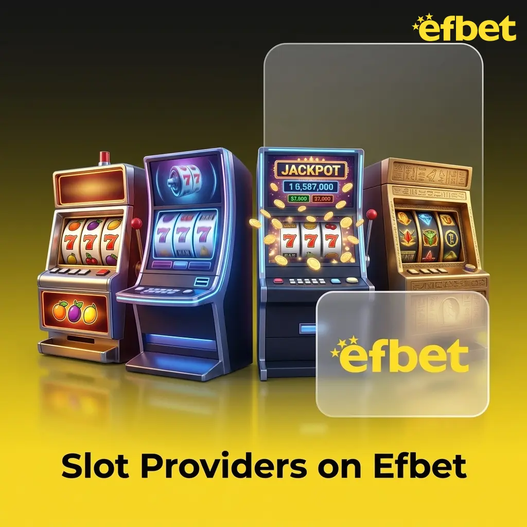Efbet slot providers including Pragmatic Play, NetEnt, Play'n GO, Microgaming, Relax Gaming, Hacksaw, and Yggdrasil logos